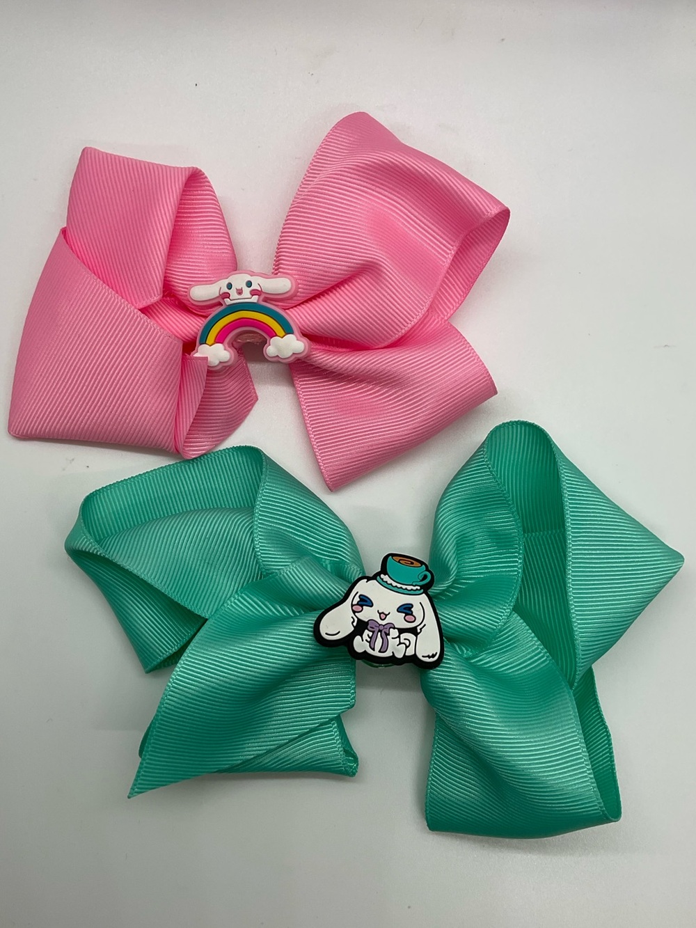 Pair of CINNAMOROLL SANRIO Ribbon Hair Bows in Pink & Mint Green Handmade